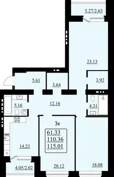 3-к кв. Самарская область, Самара Эстетика жилой комплекс (115.01 м)