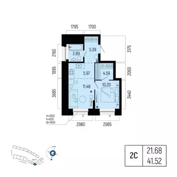 2-к кв. Башкортостан, Уфа Глумилино-1 мкр, Новатор жилой комплекс ...