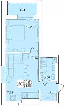2-к кв. Башкортостан, Уфа ул. Пожарского, 237 (38.96 м)