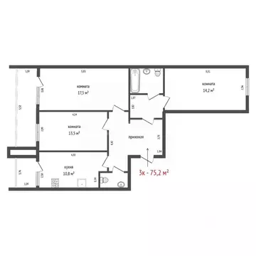 3-к кв. Свердловская область, Екатеринбург ул. Таватуйская, 8 (75.2 м)