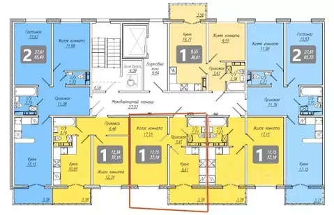 1-к кв. Чувашия, Чебоксары бул. Солнечный, поз4 (37.18 м)