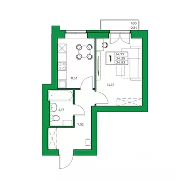 1-к кв. Башкортостан, Уфимский район, Зубовский сельсовет, с. Зубово ...