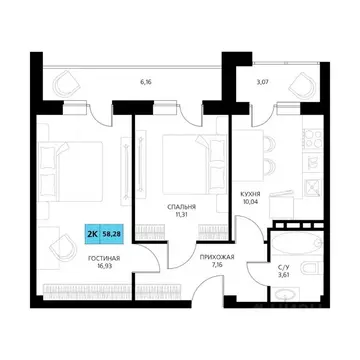 2-к кв. Дагестан, Дербент  (57.84 м)