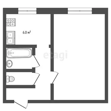 1-комнатная квартира: Пермь, улица Мильчакова, 32 (30 м)