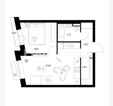 Продается 1-комнатная квартира