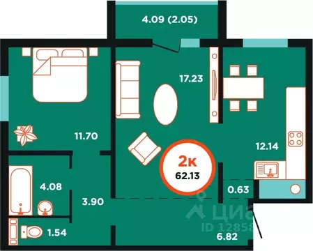 2-к кв. Калининградская область, Калининград Пригородная ул., 11 ...