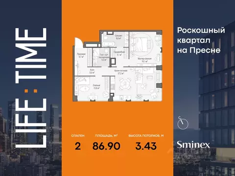 2-к кв. Москва Лайф Тайм жилой комплекс (87.0 м)