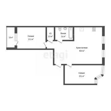 2-к кв. Тюменская область, Тюмень ул. Александра Матросова, 1к2 (82.1 ...