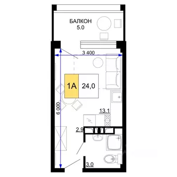 1-к кв. Краснодарский край, Анапа проезд Сосновый (24.0 м)
