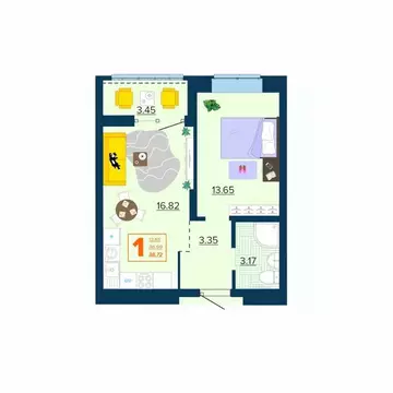 1-к кв. Брянская область, Брянск Московский мкр, Микрорайон Акватория ...