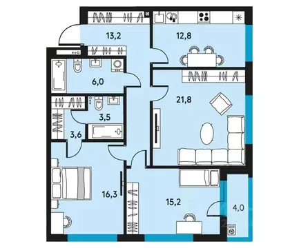 3-к кв. Пермский край, Пермь ул. Пушкина, 91 (94.4 м)