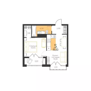 1-к кв. Тульская область, Тула городской округ, пос. Молодежный 10А ...