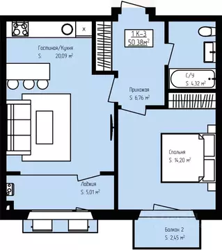 1-к кв. Дагестан, Дербент Камеллия жилой комплекс (50.38 м)
