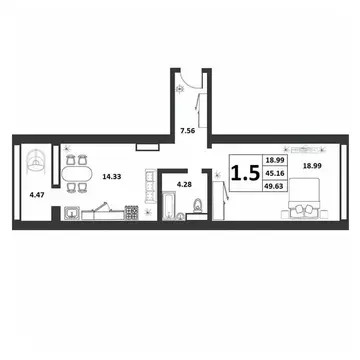 1-к кв. Новгородская область, Великий Новгород ул. Якова Павлова, 15 ...