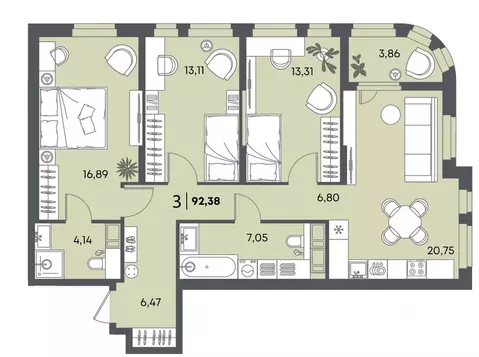 3-к кв. Пензенская область, Пенза Засурье мкр, Лес жилой комплекс ...