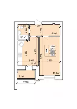 1-к кв. Саратовская область, Энгельс Новобазарная ул., 4 (40.3 м)