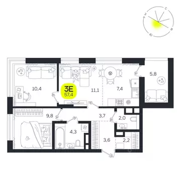 3-к кв. Свердловская область, Екатеринбург Южная Ботаника жилрайон, ...