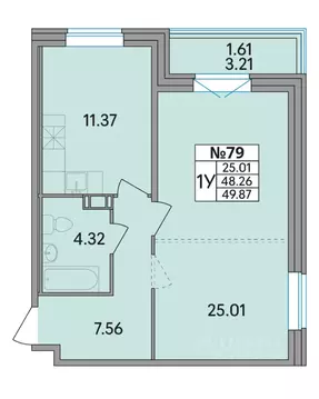 1-к кв. Ленинградская область, Всеволожский район, Агалатовское с/пос, ...