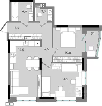 2-к кв. Удмуртия, Ижевск Северо-Западный жилрайон, 2-й мкр, Новый ...