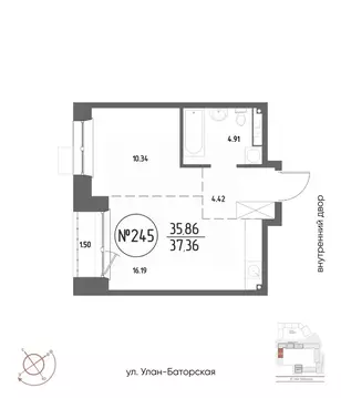 1-к кв. Иркутская область, Иркутск Макс жилой комплекс (37.36 м)
