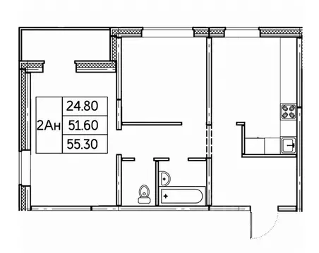 2-к кв. Чувашия, Чебоксары ул. П.В. Дементьева, поз1 (55.3 м)