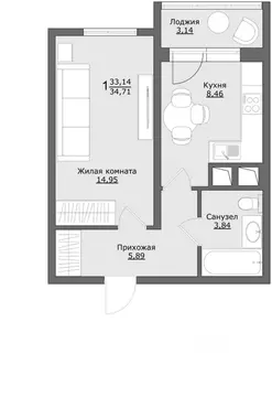 1-к кв. Московская область, Хотьково Сергиево-Посадский район, Клевер ...