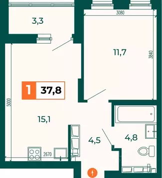 1-к кв. Свердловская область, Екатеринбург ВИЗ жилрайон, Квартал ...