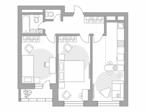 3-комнатная квартира: Красногорск, жилой комплекс Ильинойс, к1 (58.78 ...