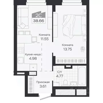 2-к кв. Новосибирская область, Новосибирский район, Краснообск рп ...