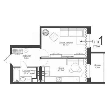 1-к кв. Татарстан, Зеленодольск Мирный мкр,  (39.8 м)