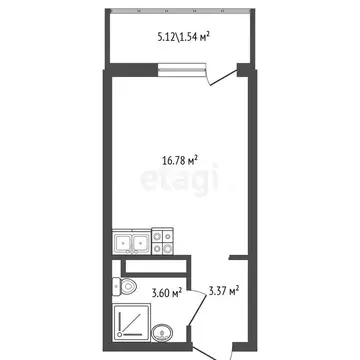 Квартира-студия: посёлок Шушары, Новгородский проспект, 2к3 (25 м)