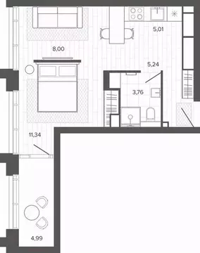 1-к кв. Алтайский край, Барнаул ул. 50 лет СССР, 51А (37.71 м)