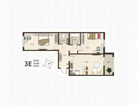 2-к кв. Курская область, Курск ул. Энгельса, 115 (65.9 м)