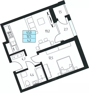 1-к кв. Карачаево-Черкесия, Зеленчукский район, с. Архыз  (42.6 м)