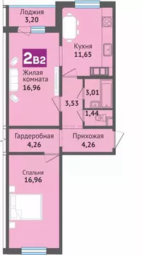 2-к кв. Чувашия, Чебоксары ул. Богдана Хмельницкого, 129 (65.26 м)