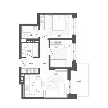 3-к кв. Алтайский край, Барнаул ул. Сизова, 20 (59.6 м)
