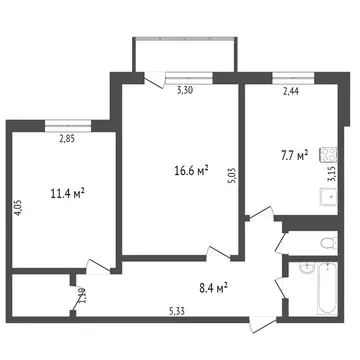 2-комнатная квартира: Тобольск, 6-й микрорайон, 27 (50 м)