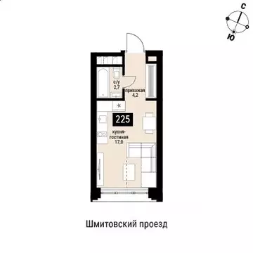 1-к кв. Москва Шмитовский проезд, 40 (23.9 м)