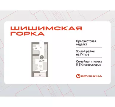 Квартира-студия: Екатеринбург, улица Гастелло, 19А (20.38 м)