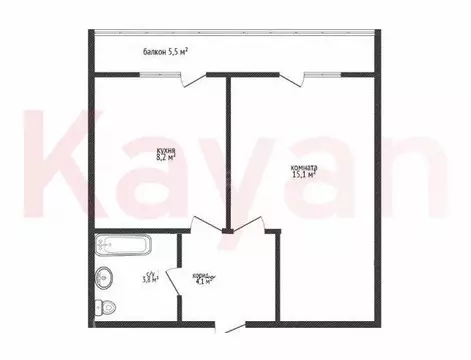 1-комнатная квартира: Краснодар, улица Евгении Жигуленко, 3 (31 м)