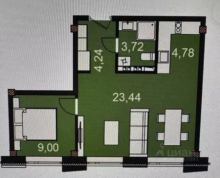 2-к кв. Красноярский край, Красноярск ул. Сады, 6Г (45.18 м)