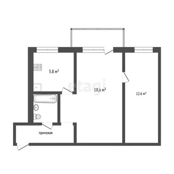2-комнатная квартира: Омск, Космический проспект, 17 (44.5 м)
