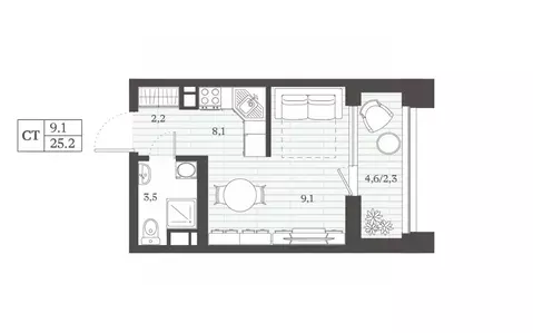 Студия Дагестан, Дербент Эффект Визионер жилой комплекс (25.16 м)