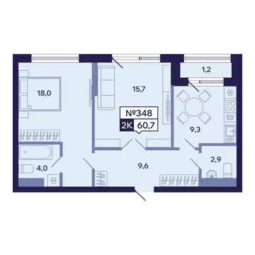 2-к кв. Саха (Якутия), Якутск ул. Новопортовская, 1А/1 (60.7 м)