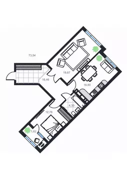 2-к кв. Дагестан, Каспийск просп. Акулиничева (73.54 м)