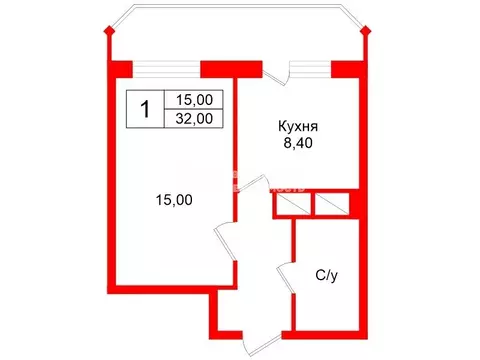 1-комнатная квартира: Мурино, улица Шувалова, 1 (32 м)