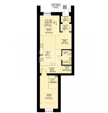 1-комнатная квартира: Томск, улица Аркадия Иванова, 21 (83.53 м)