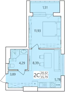 2-к кв. Башкортостан, Уфа Затон жилрайон, Волна жилой комплекс (35.79 ...