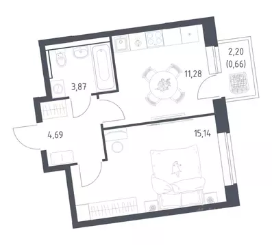 1-к кв. Москва № 103 кв-л, Подольские Кварталы жилой комплекс (35.64 ...