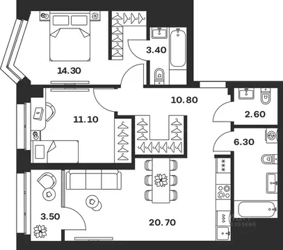 3-к кв. Тульская область, Тула ул. Михеева (72.7 м)